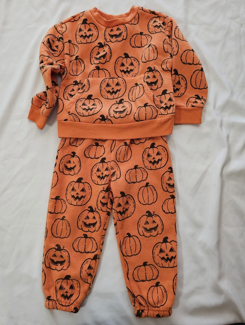 Wonder Nation Halloween Pumpkin Matching Sweatshirt and Sweatpants - 2T